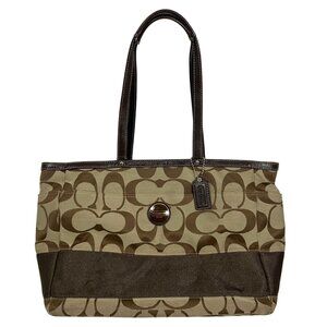 COACH Signature Logo Jacquard Large Diaper Baby Bag Tote + Tag F15188 *No Strap*